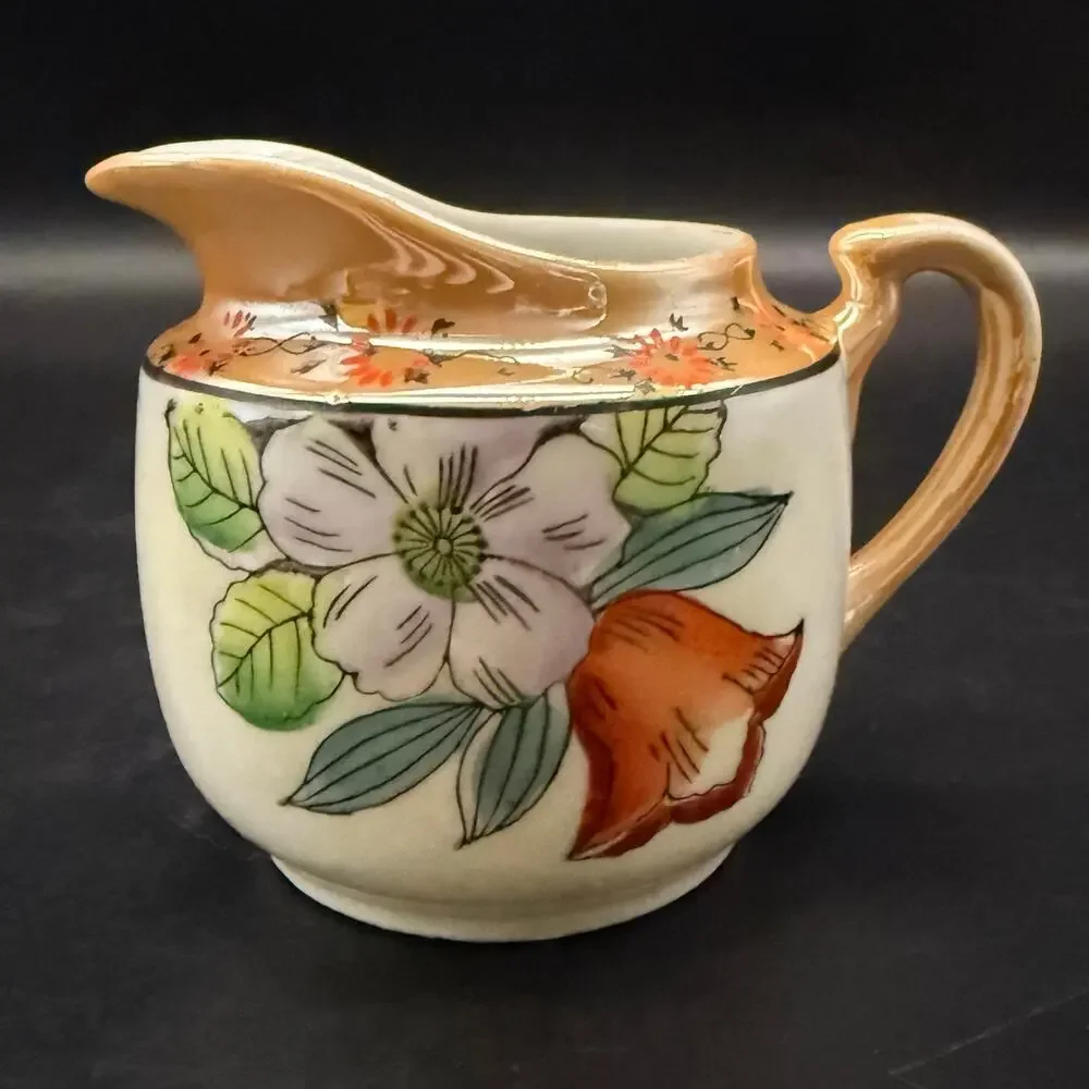 Vintage Lusterware Floral Creamer Pitcher Japanese Made In Japan
